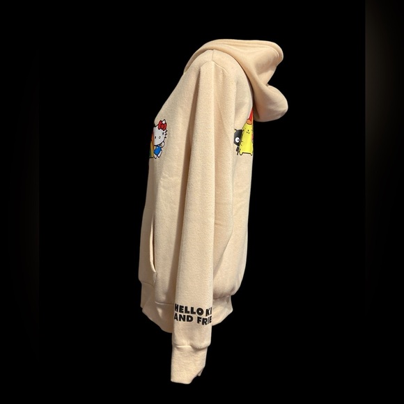 Cream Hello Kitty And Friends Long Sleeve Graphic Hoodie with Rainbow Design - Picture 3 of 7
